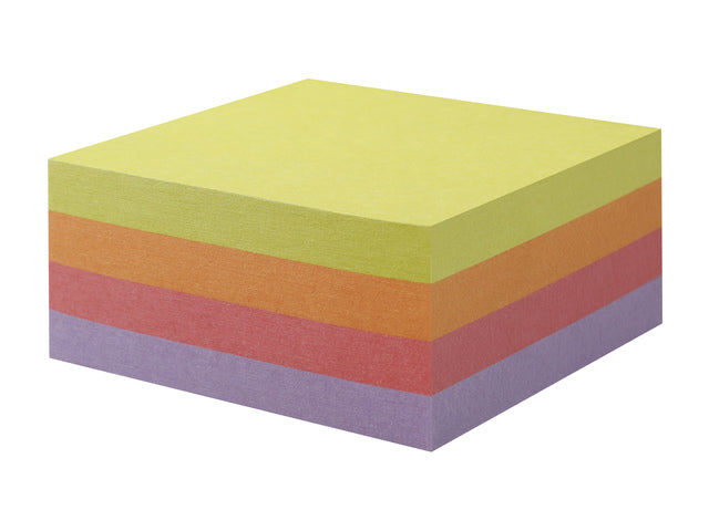 Infonota's 75x75mm, 2 x 400 blaadjes, 4 kleuren, blauwe engel.