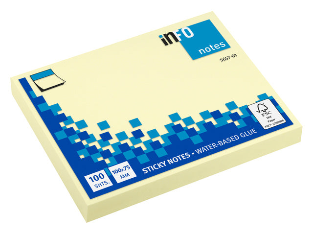 Info Notes 100x75mm geel blok a 100 vel