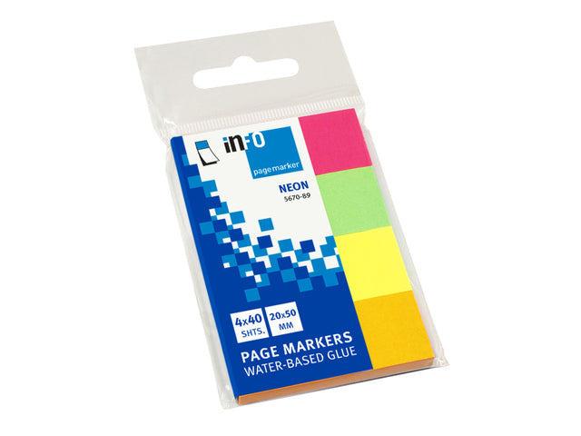Infopagina Markers papier neonmix 20x50mm, 4 kleuren