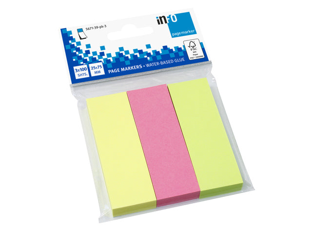 Infopagina Markerpapier 25x75mm, 3 kleuren