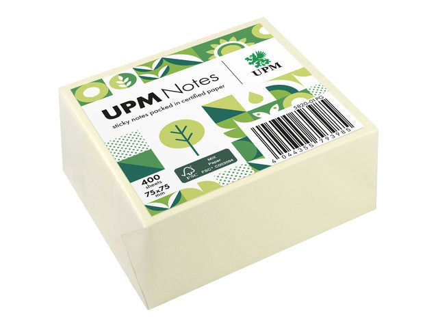 UPM notes 75x75 pastelgeel blok 400 vel