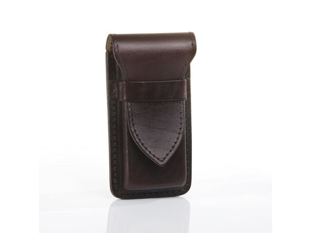 Pennenetui zadelleer Mika voor 4 pennen, ca 16 x 7 x 2 cm, bruin
