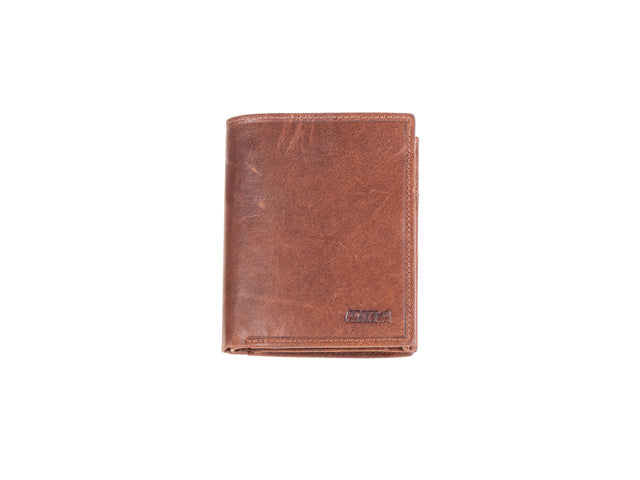 Portefeuille Mika braun RFID. Leer. 12x10x2,5cm