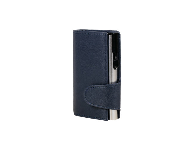 Pasjeshouder Clicksafe kunstleer blauw/zilver RFID