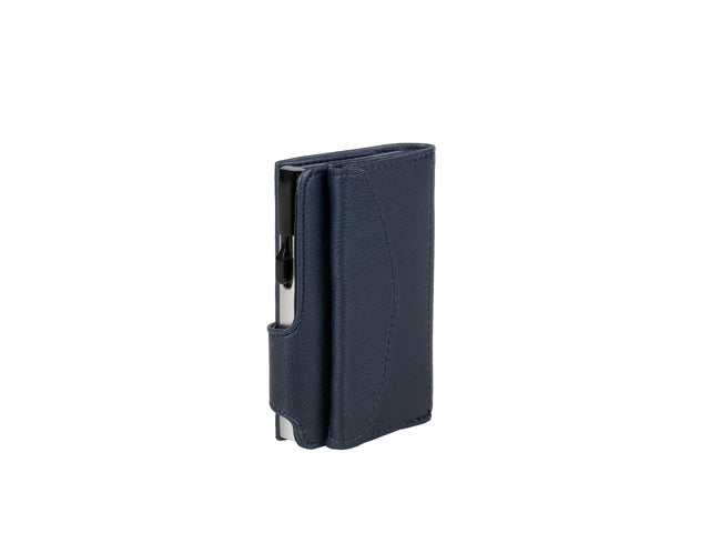Pasjeshouder Clicksafe kunstleer blauw/zilver RFID