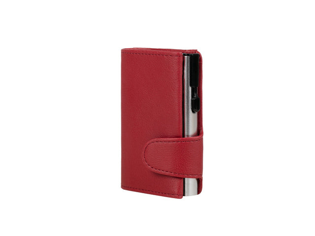 Pasjeshouder Clicksafe kunstleer rood/zilver RFID