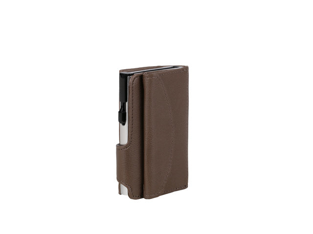 Pasjeshouder Clicksafe kunstleer bruin/zilver RFID