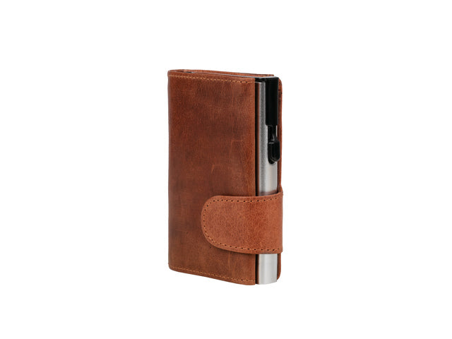 Pasjeshouder Clicksafe buffelleer Cognac RFID