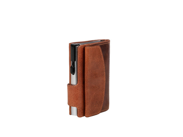Pasjeshouder Clicksafe buffelleer Cognac RFID