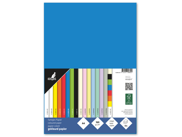 Papier Kangaro A4 160 grams pak à 50 vel blauw