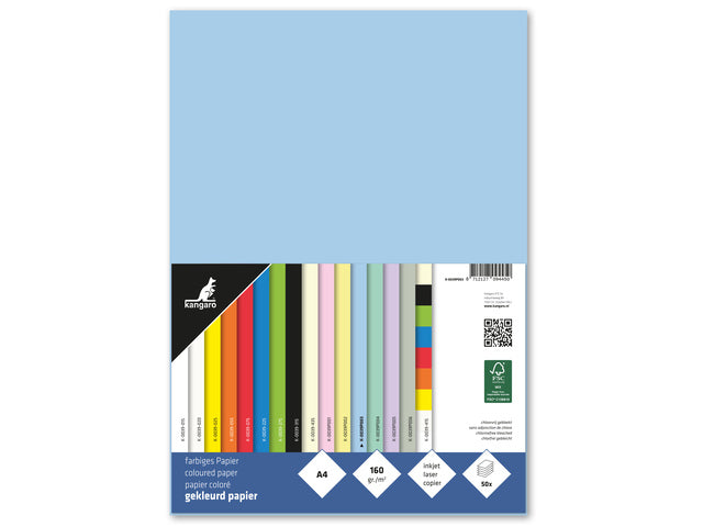 Papier Kangaro A4 160 grams pastelblauw pak 50 vel