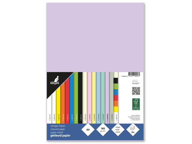 Papier Kangaro A4 160 gram pastel lila pak 50 vel