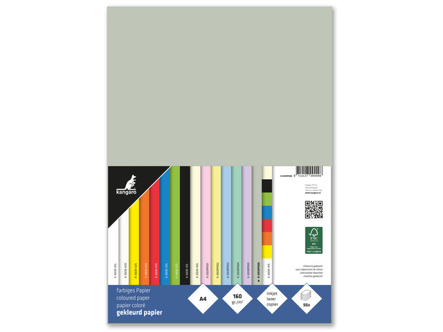 Papier Kangaro A4 160 gram pastelgrijs pak 50 vel