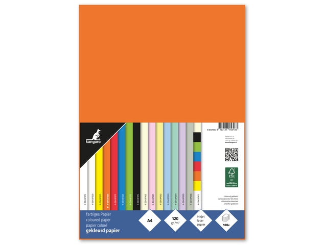 Papier Kangaro A4 120 gram pak à 100 vel oranje