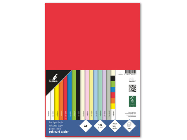 Papier Kangaro A4 120 gram pak à 100 vel rood