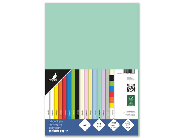 Papier Kangaro A4 120 gram pastelgroen pak 100 vel