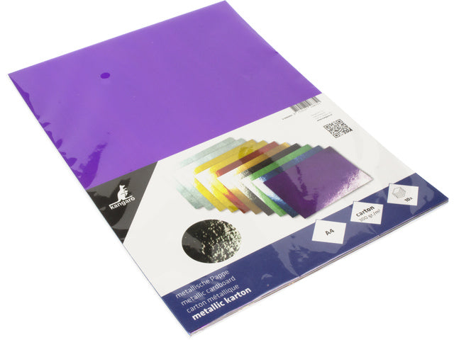 Metallic karton Kangaro pak 10 vel A4 assorti kleuren 300 gram