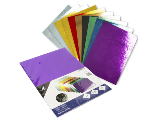 Metallic karton Kangaro pak 10 vel A4 assorti kleuren 300 gram