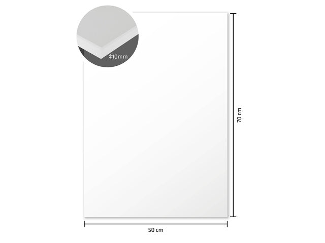 Foamboard Kangaro wit 50x70cm 10 mm dik, 10 stuks 2 dubbelzijdig mat papier