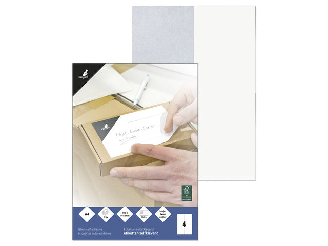 Etiket Kangaro ILK 105x148mm doppelseitig à 25 Vel, 4 Etiketten pro A4 Vel