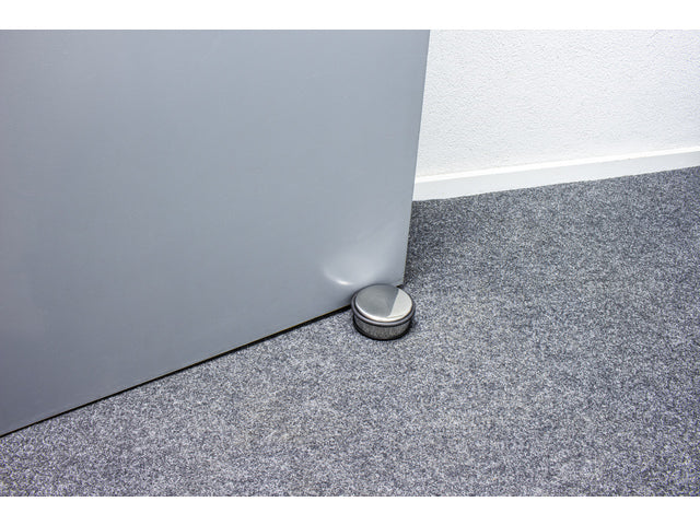 Deurstopper Kangaro metaal, laag, chroom, 1250 gram, afmeting: Ø10x4,5cm hoog