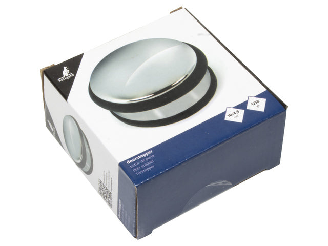 Deurstopper Kangaro metaal, laag, chroom, 1250 gram, afmeting: Ø10x4,5cm hoog