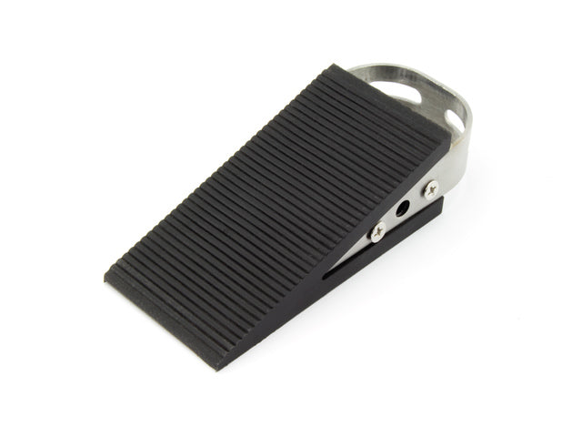 Deurstopper Kangaro wigvorm, zwart rubber met edelstalen handgreep, 120 gram, afmeting: 5x13x3cm