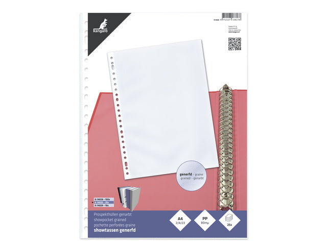 Showtas Kangaro A4, PP 80 micron, 23-gaats, 4 krimp à 25 stuks