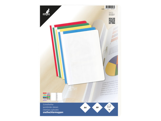 Snelhechterkaart Kangaro A4 PP assorti krimp à 5 stuks