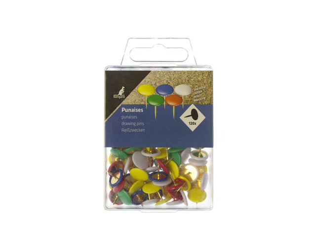 Punaises Kangaro met assorti kleurenkap, messing, 120 stuks in kunststof doosje