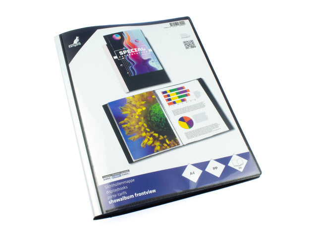 Showalbum Kangaro A4, PP, 20 tassen, zwart met insteek
