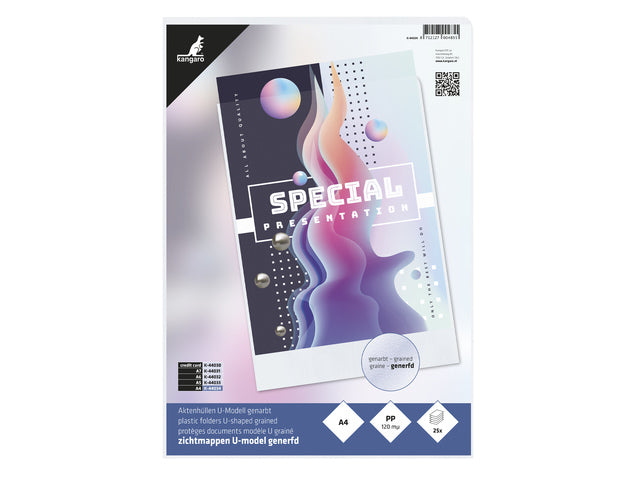 U-kaart Kangaro A4 PP 120 micron transparant gegenereerd 25 stuks