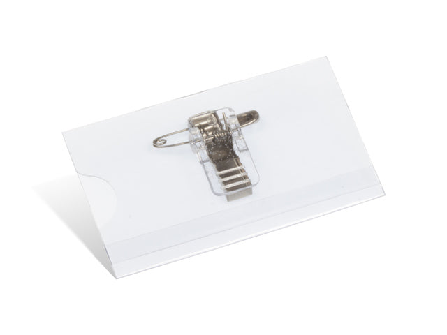 Naambadge Kangaro 40x75mm doos a 24 stuks met clip, speld en insteekkaartjes wit