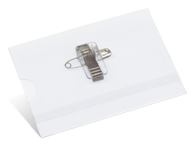 Naambadge Kangaro 60x90mm doos a 24 stuks met clip, speld en insteekkaartjes wit