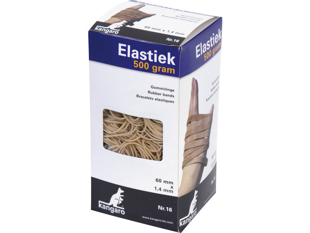 Elastiek Kangaro nr. 16 60x1,5mm 500 gram naturel