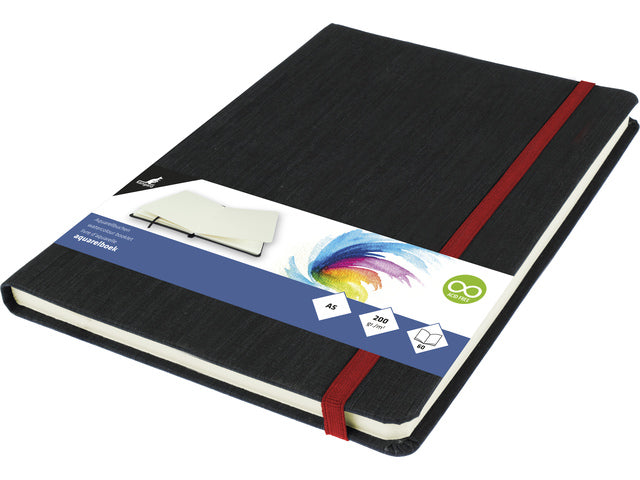 Aquarelboek Kangaro A5 luxe cover 30 vel 200 grams aquarel papier. Leeslint en elastiek.