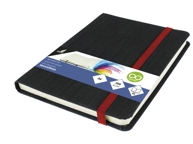Aquarelboek Kangaro A6 luxe cover 30 vel 200 grams aquarel papier. Leeslint en elastiek.