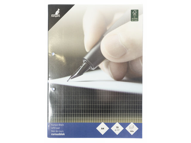 Cursusblok Kangaro A4 ruit 4x8mm 70 grs 100 vel
