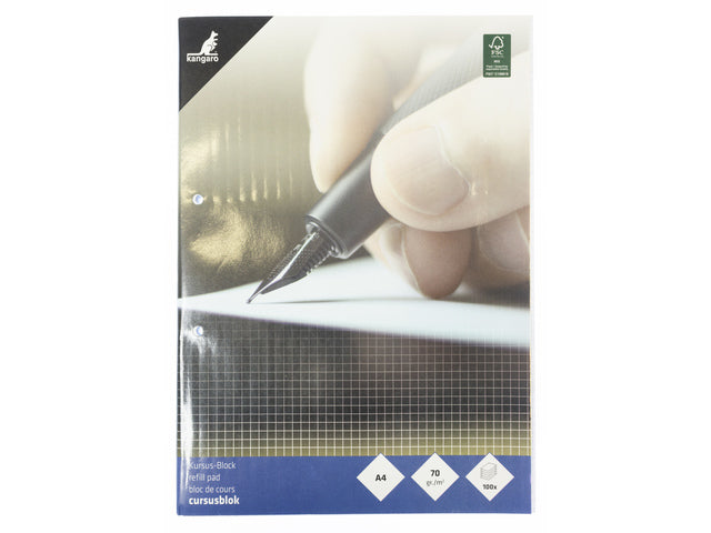 Cursusblok Kangaro A4 ruit 5mm 70 grs 100 vel