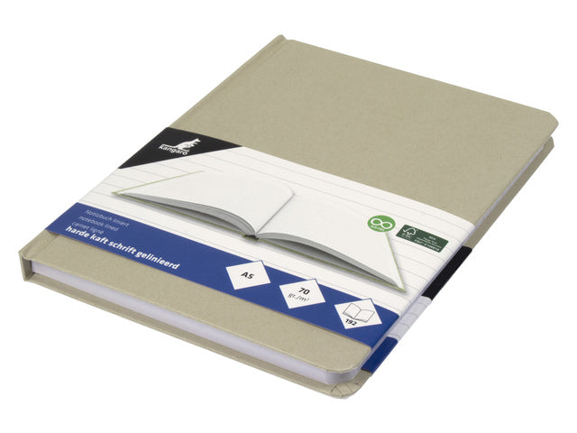 Notitieboek Kangaro met harde kraftkaft. A5 96 vel 70 grams papier, gelinieerd