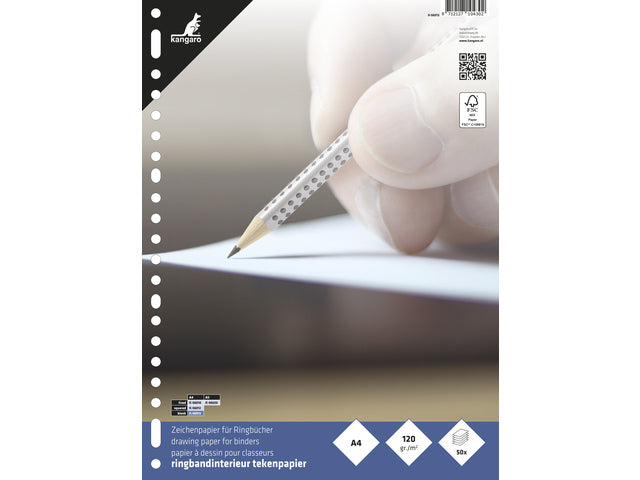 Ringbandinterieur Kangaro 23 gaats tekenpapier 120 gr. 50 vel
