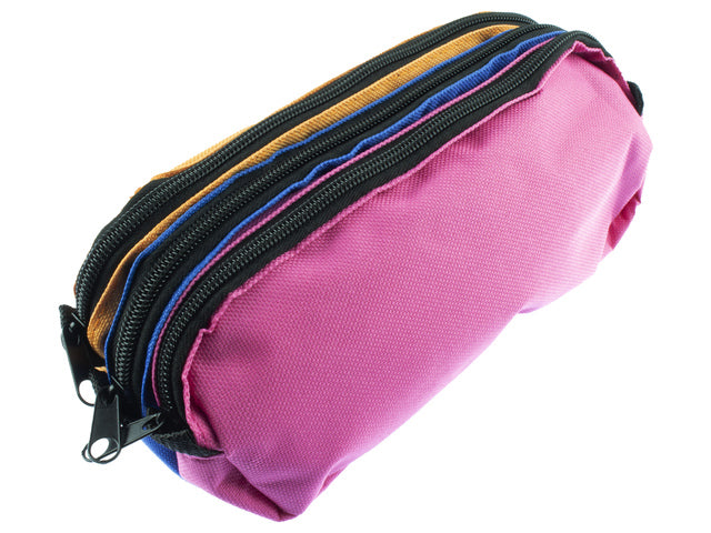 Etui Kangaro 3 vaks oranje/blauw/fuchsia ca 25x9x11cm