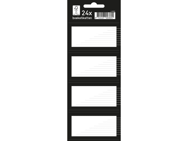 Boeketiket Kangaro 24 etiketten 6 vellen van 4 stuks zwart