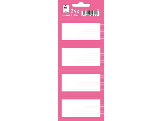 Boeketiket Kangaro 24 etiketten 6 vellen van 4 stuks roze