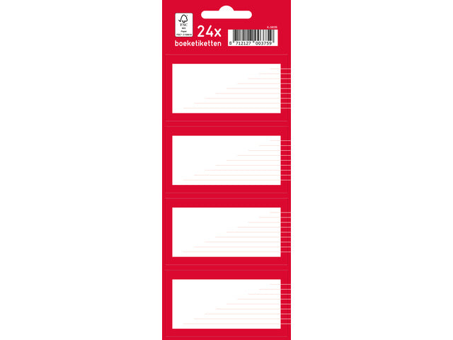 Boeketiket Kangaro 24 etiketten 6 vellen van 4 stuks rood
