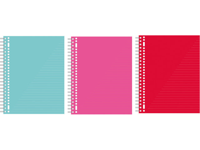 Collegeblok Kangaro A4 pak à 3 stuks assorti kleuren