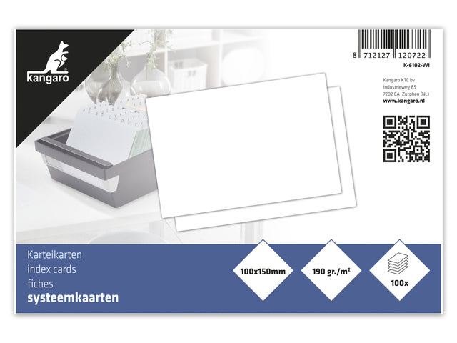 Systeemkaart Kangaro 100x150mm blanco 190 gram pak a 100 vel