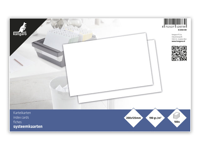 Systeemkaart Kangaro 125x200m blanco 190 gram pak a 100 vel