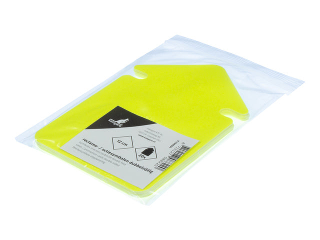 Aktie/reclamesymbolen Kangaro 12cm pijl neongeel krimp à 20 vel dubbelzijdig