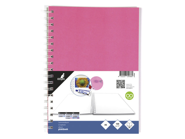 Plakboek Kangaro A5+ 120 gram 40 vel, voorkant roze